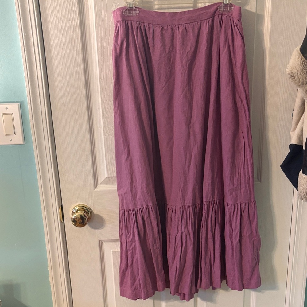 Abercrombie & Fitch Fuchsia Linen Maxi Skirt with Pockets